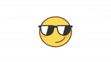 Güneş gözlükleriyle gülümsüyor. Alfa kanalı. Döngülü canlandırma