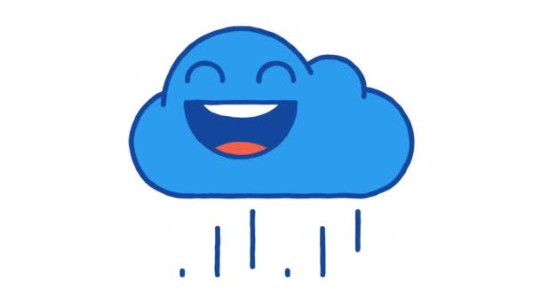 Rain Cloud Laughs Broadly Closed Eyes Alpha Channel Looped Animation — Vídeo de Stock