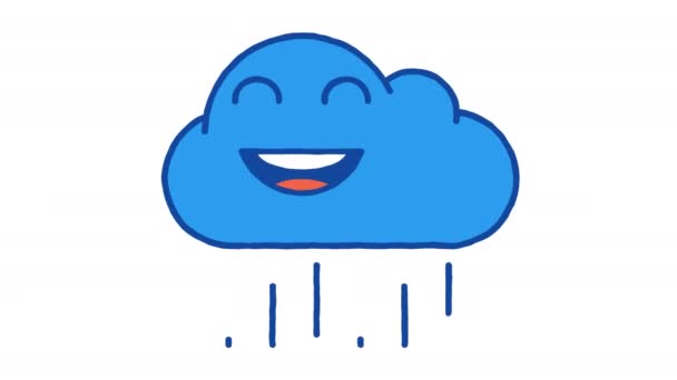 Rain Cloud Laughs Closed Eyes Alpha Channel Looped Animation — Vídeos de Stock