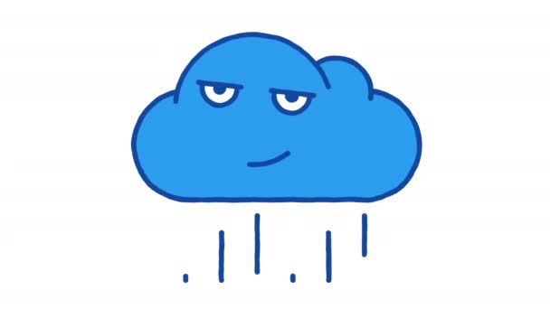 Rain Cloud Serious Winking Alpha Channel Looped Animation — Vídeos de Stock