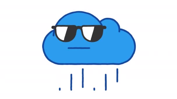 Rain Cloud Serious Sunglasses Alpha Channel Looped Animation — Stockvideo