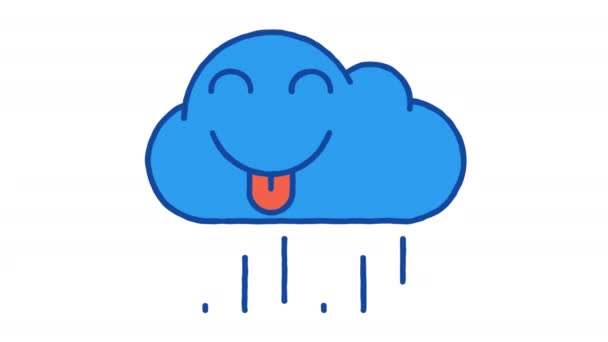 Rain Cloud Showing Tongue Option One Alpha Channel Looped Animation — Vídeos de Stock