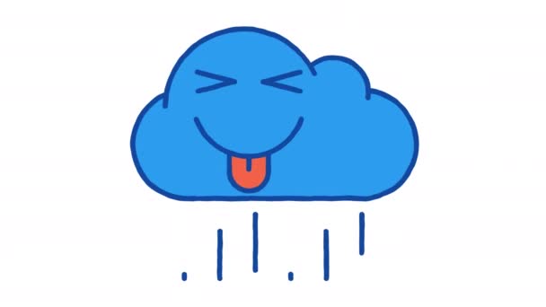 Rain Cloud Showing Tongue Option Two Alpha Channel Looped Animation — Stok video