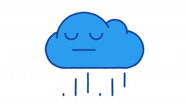 Rain Cloud Shows Yes Closed Eyes Alpha Channel Looped Animation — Stok video
