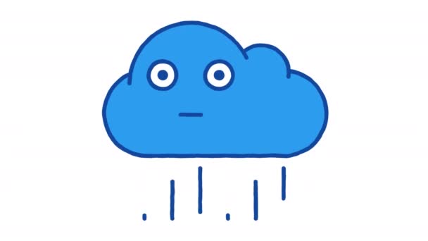 Rain Cloud Shows Yes Eyes Open Alpha Channel Looped Animation — Vídeo de stock