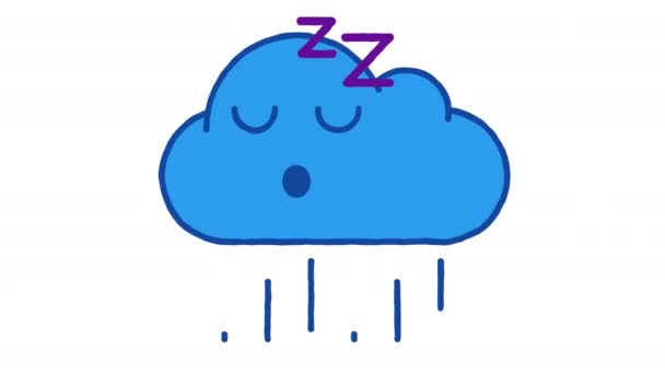 Rain Cloud Sleeping Alpha Channel Looped Animation — Vídeos de Stock