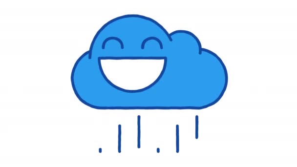 Rain Cloud Smiles Broadly Closed Eyes Alpha Channel Looped Animation — Stock video