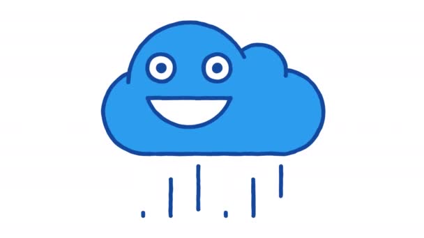 Rain Cloud Smiles Broadly Eyes Open Alpha Channel Looped Animation — Wideo stockowe