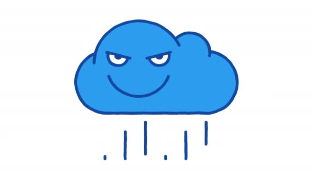 Rain Cloud Smiles Evilly Alpha Channel Looped Animation — Vídeos de Stock