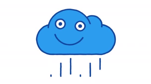 Rain Cloud Smiling Winking Alpha Channel Looped Animation — Vídeos de Stock