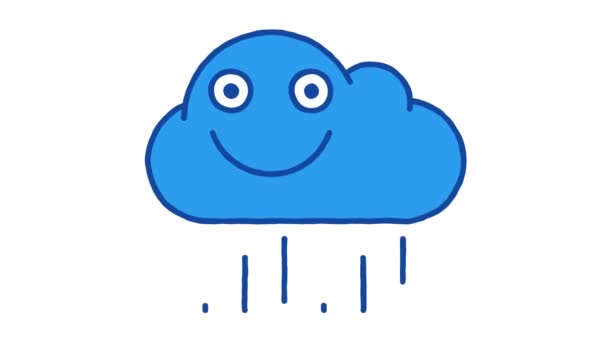 Rain Cloud Smiling Eyes Open Alpha Channel Looped Animation — Vídeos de Stock