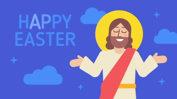 Feliz Pascua Jesús Extiende Sus Manos Sonríe Opción Dos Tarjeta — Vídeos de Stock