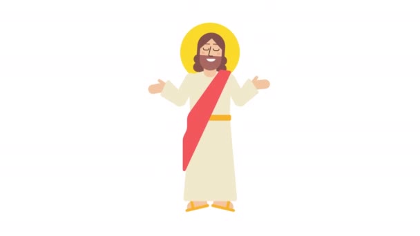 Yesus Menebarkan Tangan Nya Dan Tersenyum Animasi Dipinjamkan — Stok Video