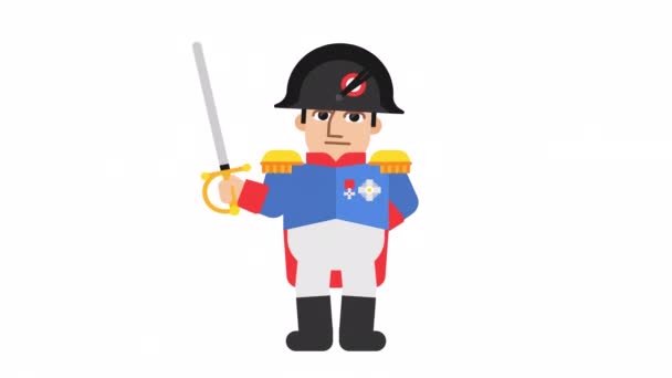 拿破仑 波拿巴拿着剑阿尔法频道循环动画 — 图库视频影像