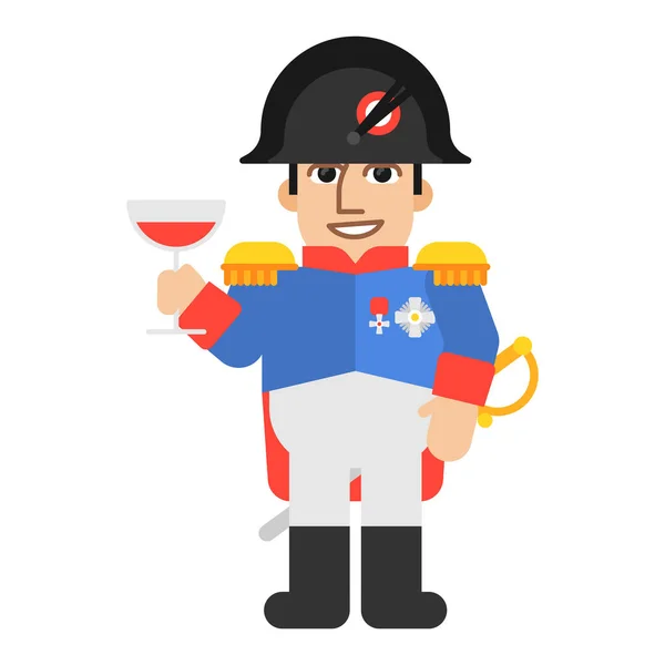 Napoleão Bonaparte Segurando Copo Vinho Personagem Engraçado Ilustração Vetorial —  Vetores de Stock