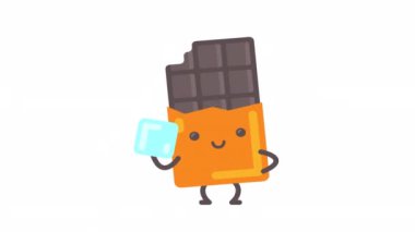 Çikolata karakteri şeker tutuyor. Alfa kanalı. Döngülü canlandırma