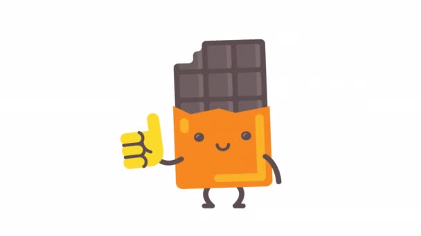 Chocolate Character Showing Thumbs Winking Alpha Channel Looped Animation — Stock Video