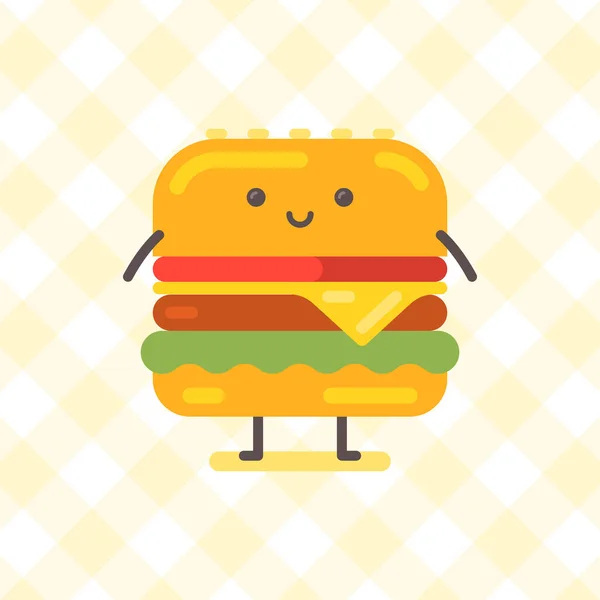 Hamburger Figur Stehend Und Lächelnd Lustiger Charakter Vektorillustration — Stockvektor