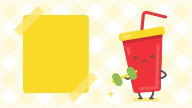 Boş pankart ve elinde dambıl olan içki karakteri. Döngülü canlandırma