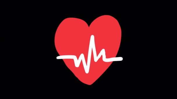 Κινούμενο Εικονίδιο Καρδιά Καρδιογράφημα Πλαίσιο Πλαίσιο Animation Κανάλι Άλφα Κινούμενα — Αρχείο Βίντεο