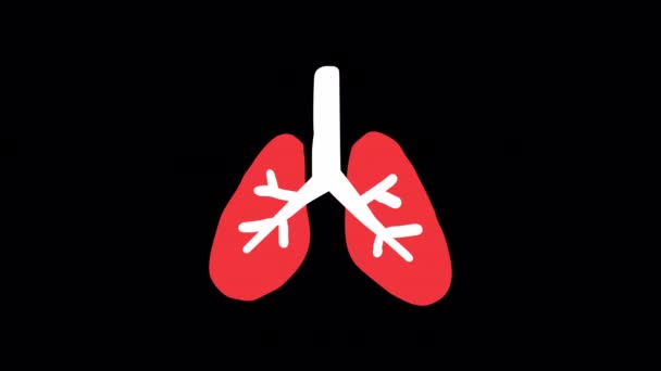 アニメ化されたアイコン肺 フレームアニメーションによるフレーム アルファチャンネル アニメーション — ストック動画