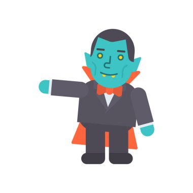 Vampir, elini uzatır ve gülümser. Vektör İllüstrasyonu