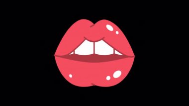 Seksi kırmızı kadın dudakları. Alfa kanalı. Döngülü canlandırma