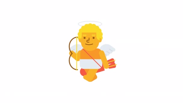 Cupido Che Cammina Tenendo Arco Sorridendo Canale Alfa Animazione Loop — Video Stock