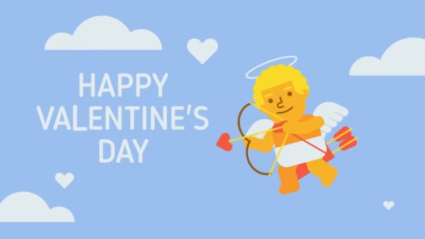 발렌타인 큐피드 파리와 미소에서 비디오 인사말 반복된 애니메이션 — 비디오