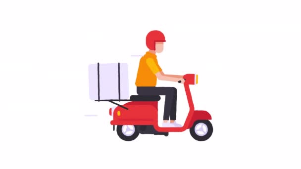 Courier Entrega Recipiente Scooter Canal Alfa Animação Loop — Vídeo de Stock