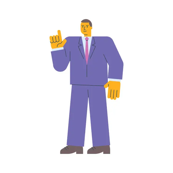 Homme Affaires Pointe Doigt Sourit Illustration Vectorielle — Image vectorielle