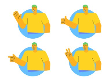 Genç adam vektör simgeleri bölüm bir ayarlandı. Vektör karakteri