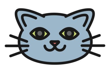 Kedi kafası çizilmiş. Vektör İllüstrasyonu