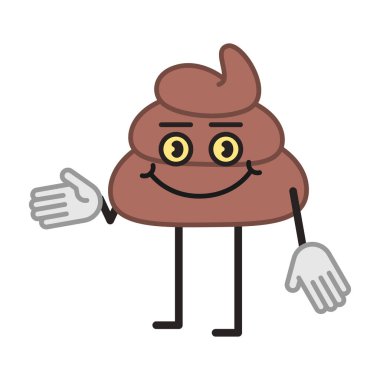 Kaka karakteri yarım dönüş puanı ve gülümseyen ikinci seçenek. Vektör İllüstrasyonu