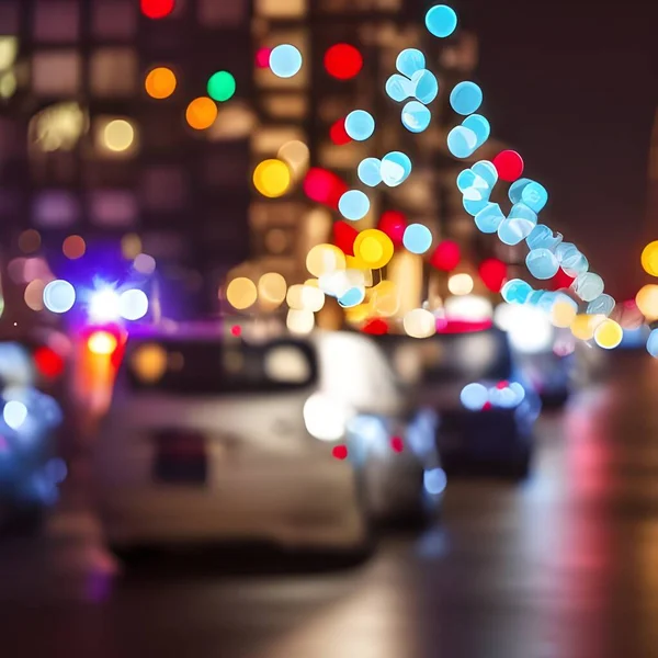Blurred of car in city at night, bokeh background