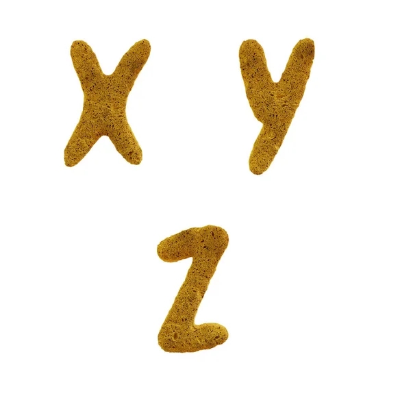 黄色のスポンジの文字のアルファベットの3Dレンダリング 文字X — ストック写真