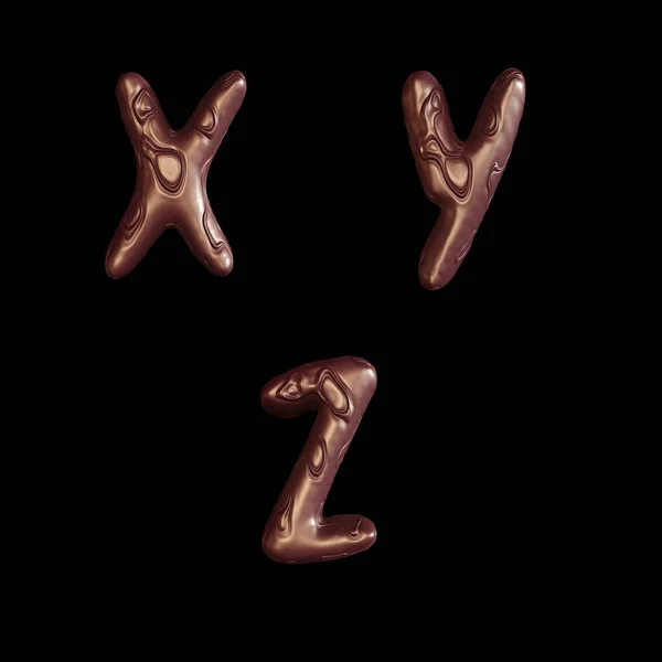チョコレートの3Dレンダリングバーのアルファベット — ストック写真