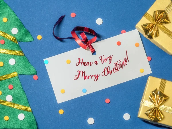Seasonal christmas greeting card with Merry Christmas greeting