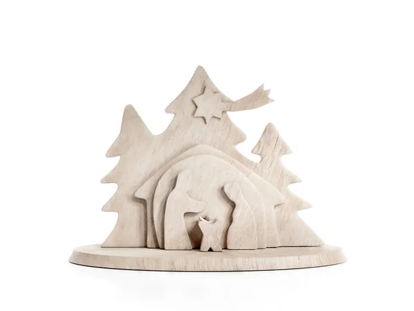Рендеринг Рождественской Кроватки Дерева Белом Фоне — стоковое фото