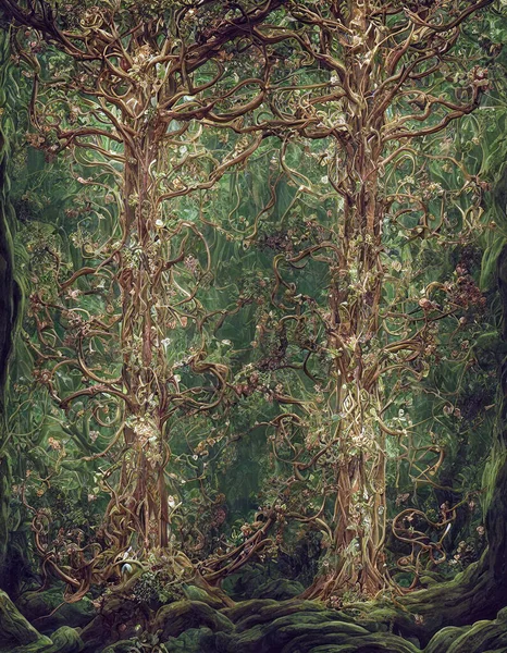 Illustration of fantasy mythical tree of life