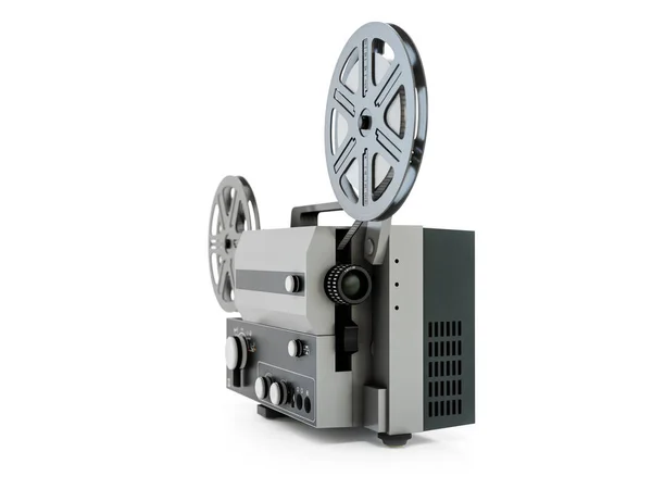Beyaz Üzerine Klasik Film Projektörünün Görüntülemesi — Stok fotoğraf