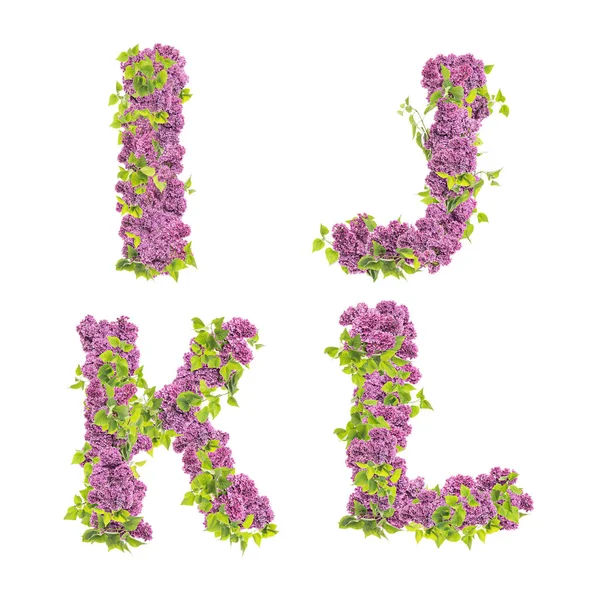 Leylak Çiçeklerinin Boyutlu Tasarımı Büyük Harflerle Alfabe Harfleri — Stok fotoğraf