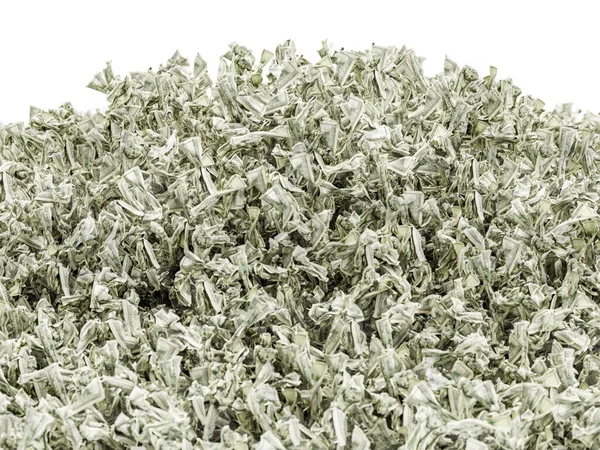 Rendering Eines Stapels Zerknüllter 100 Dollar Banknoten Auf Weiß — Stockfoto