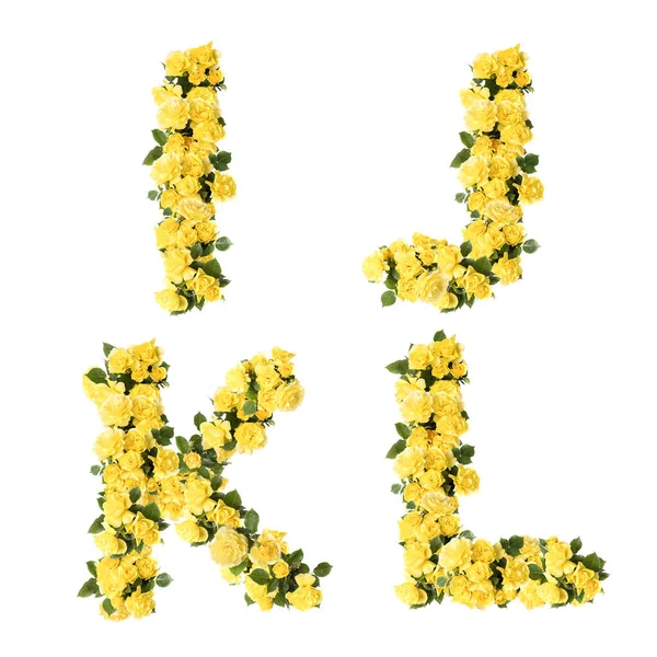 Illustration Von Gelben Rosenblüten Großbuchstaben Alphabet Buchstaben — Stockfoto