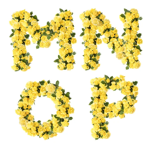 黄色のバラの花の首都アルファベットの3Dイラスト — ストック写真