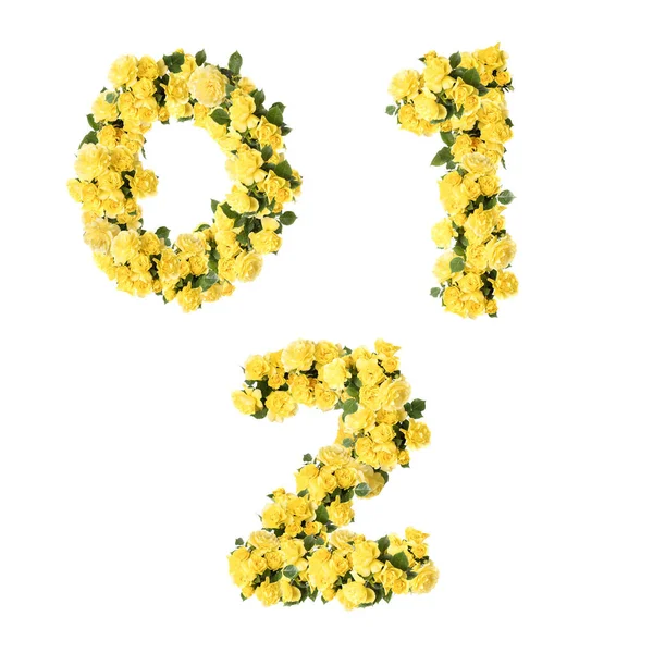 Illustration Yellow Rose Flowers Capital Letter Alphabet Digits — Stock Photo, Image