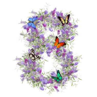 Vahşi çiçek alfabesinin resmi - 8 basamaklı