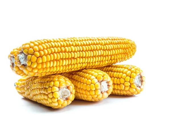 Gruppe Geschälter Maiskolben Auf Weißem Hintergrund Erschossen — Stockfoto