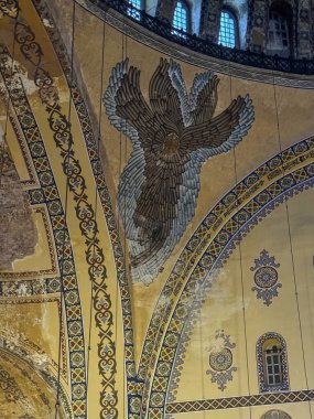 İstanbul, Türkiye, Şubat 18, 2025: Melek freski, Ayasofya Büyük Camii, İstanbul, Türkiye