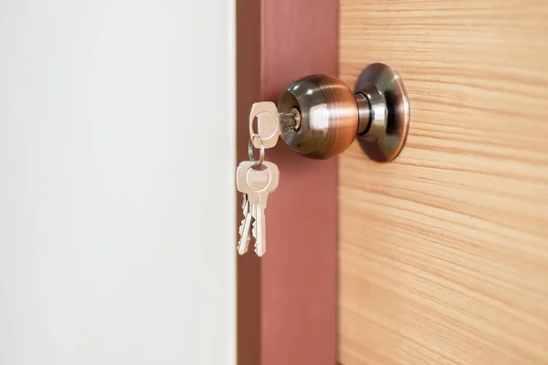 Современный Дверной Коп Ключ Новом Доме Дверная Ручка Замки Ключами Лицензионные Стоковые Фото